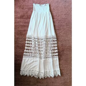 Justify Strapless Lace Maxi Dress Size S White Smocked Boho